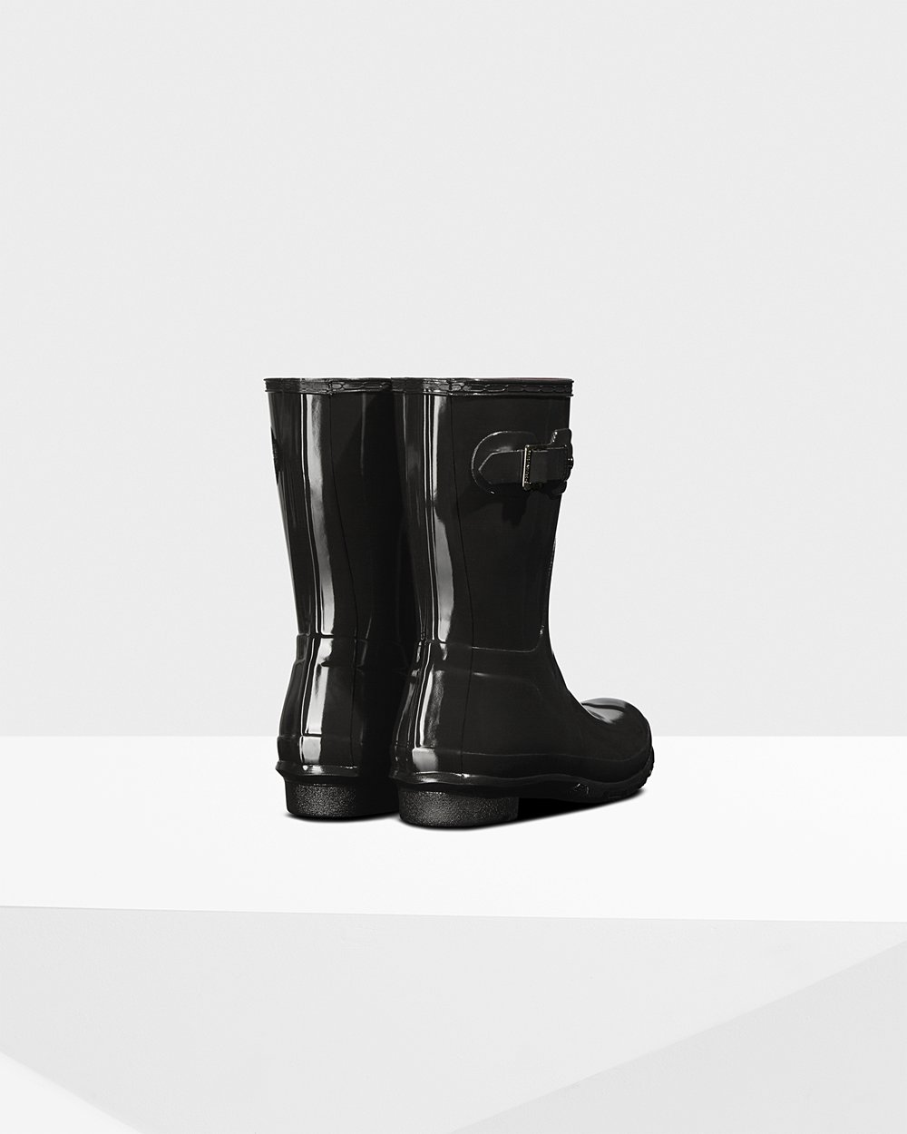 Womens Short Rain Boots - Hunter Original Gloss (27JQSWNHD) - Black